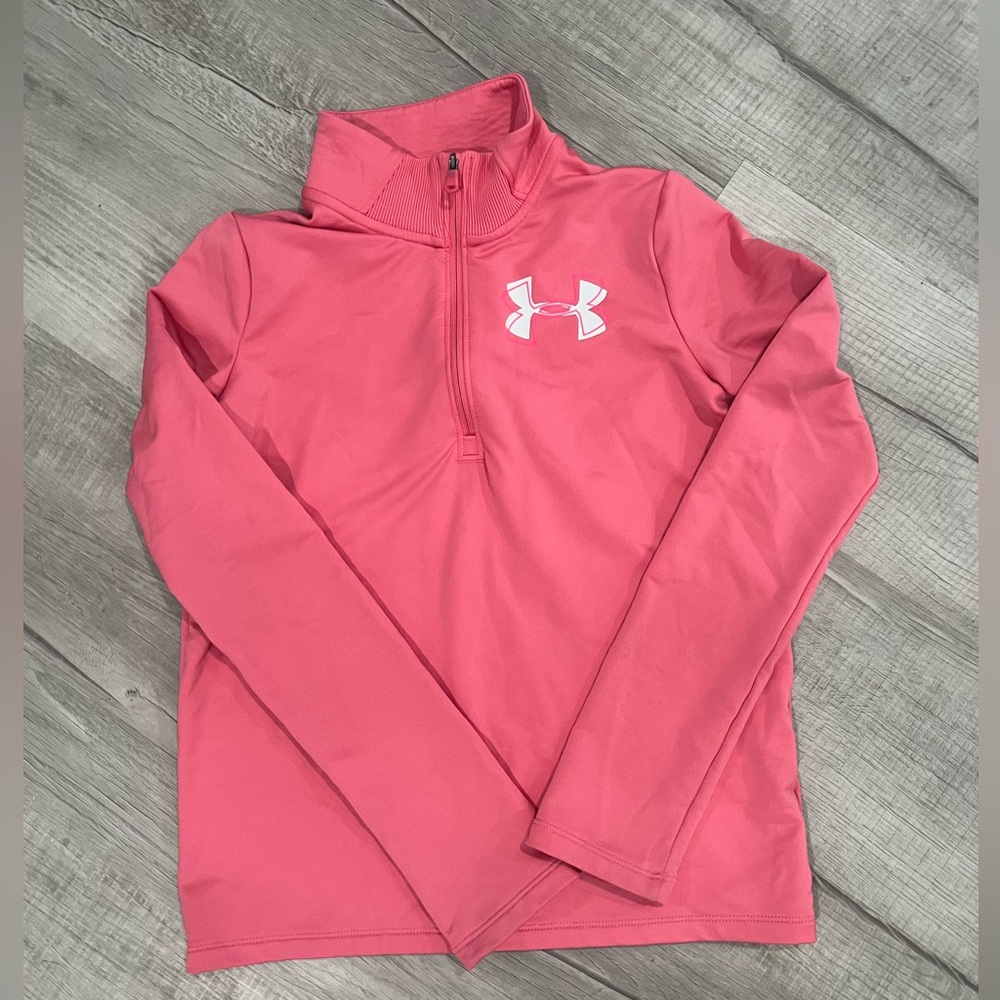 Coral youth medium UA pullover sweatshirt
